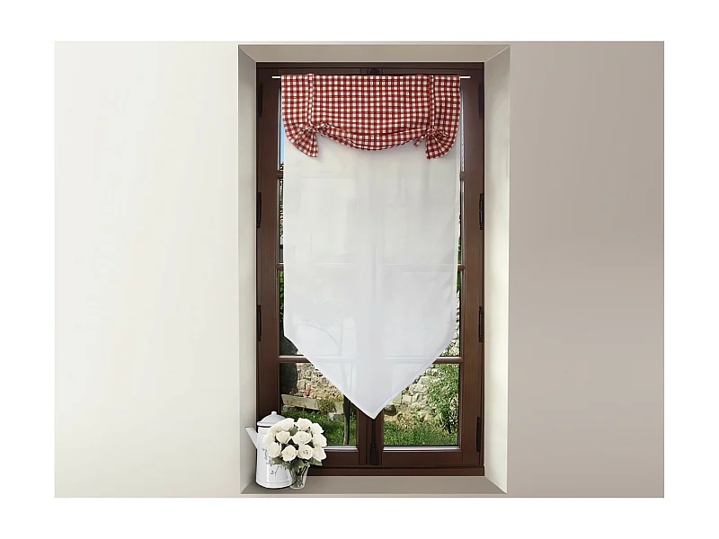 Visillo para ventana de algodón 60x120 cm VICHY Rojo