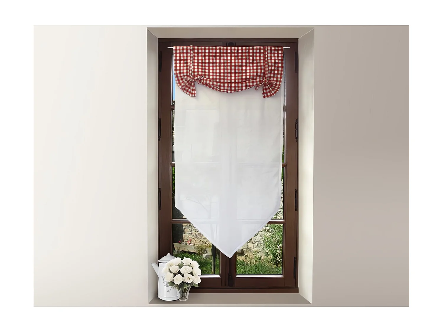 Visillo para ventana de algodón 60x120 cm VICHY Rojo