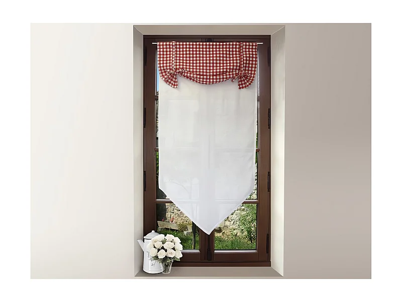 Visillo para ventana de algodón 60x120 cm VICHY Rojo