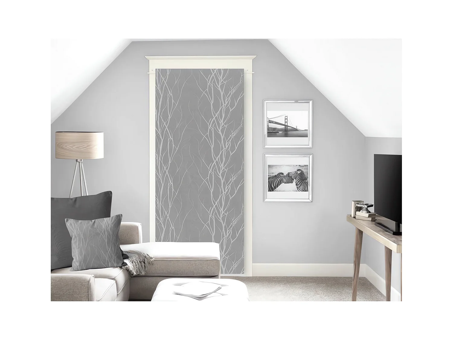 Voilage porte fenêtre 90x200 cm LIANE gris, par Soleil d'ocre