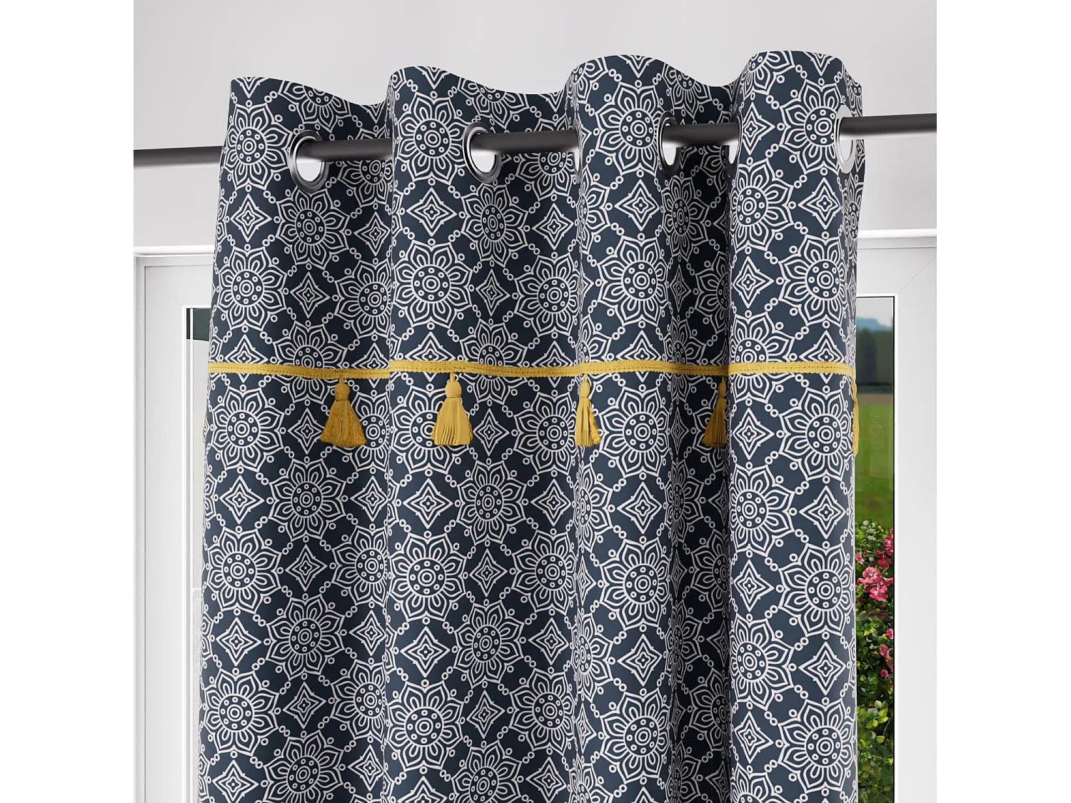 Rideau à oeillets coton 135x250 cm ESMERALDA, par Soleil d'ocre