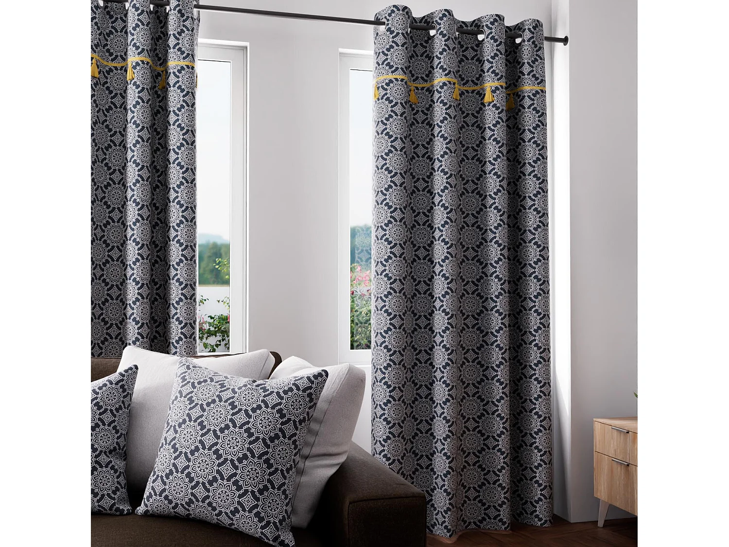 Rideau à oeillets coton 135x250 cm ESMERALDA, par Soleil d'ocre