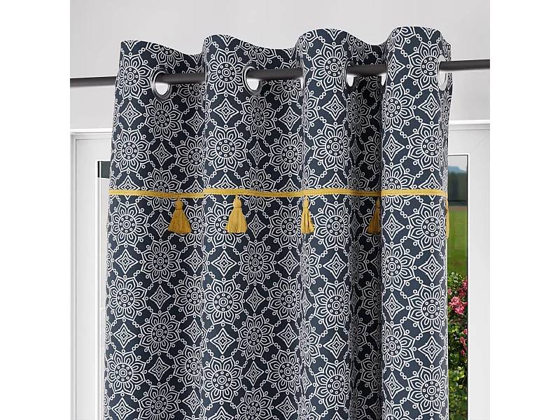 Rideau à oeillets coton 135x250 cm ESMERALDA, par Soleil d'ocre