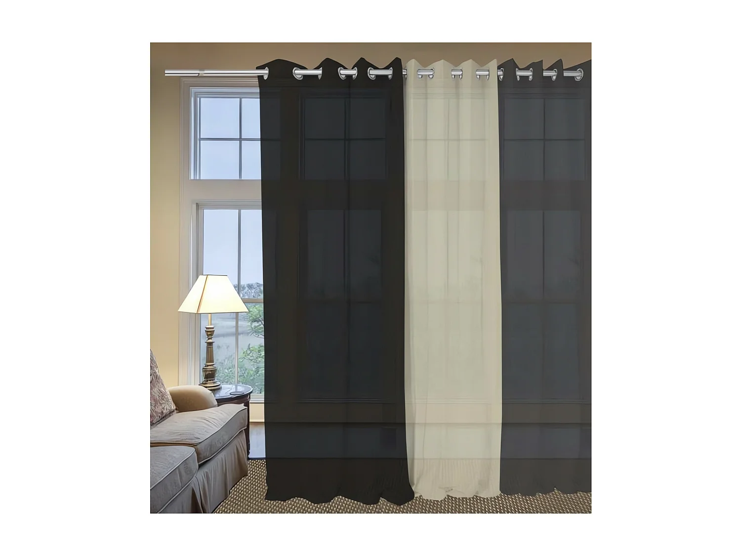Visillo con ojales de algodón 135x250 cm PANAMA negro