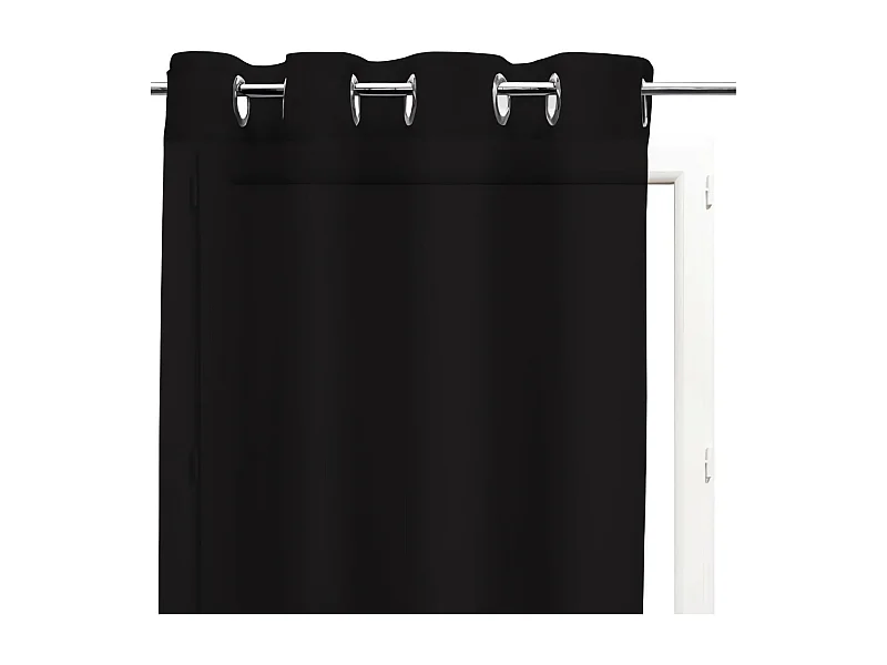 Voile à oeillets en coton 135x250 cm PANAMA noir, par Soleil d&#039;Ocre