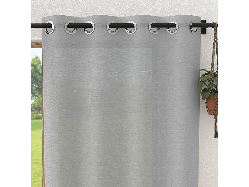 Visillo de lino con ojales 280x250 cm LINO gris, de Soleil d'Ocre