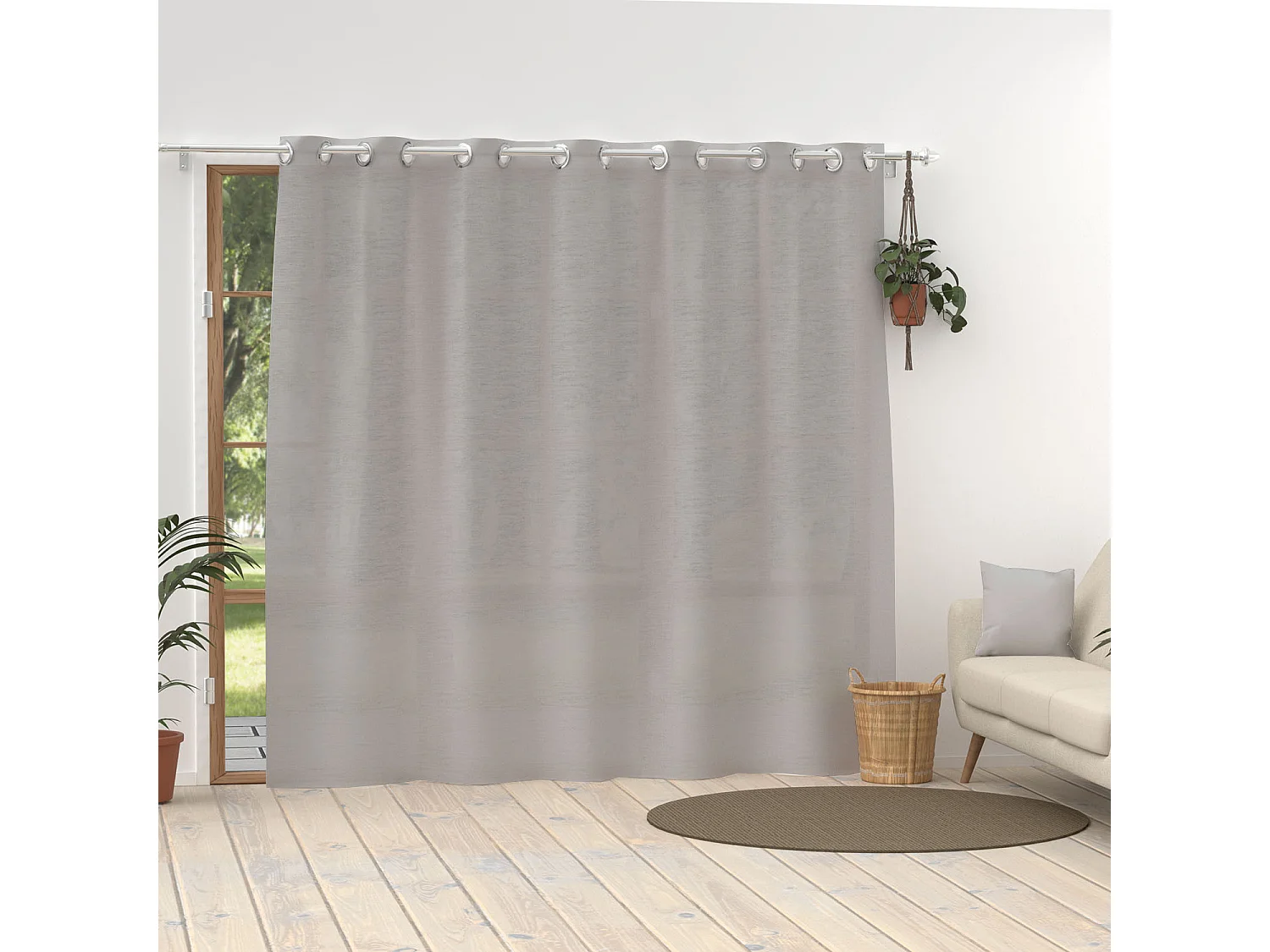 Visillo de lino con ojales 280x250 cm LINO gris, de Soleil d'Ocre