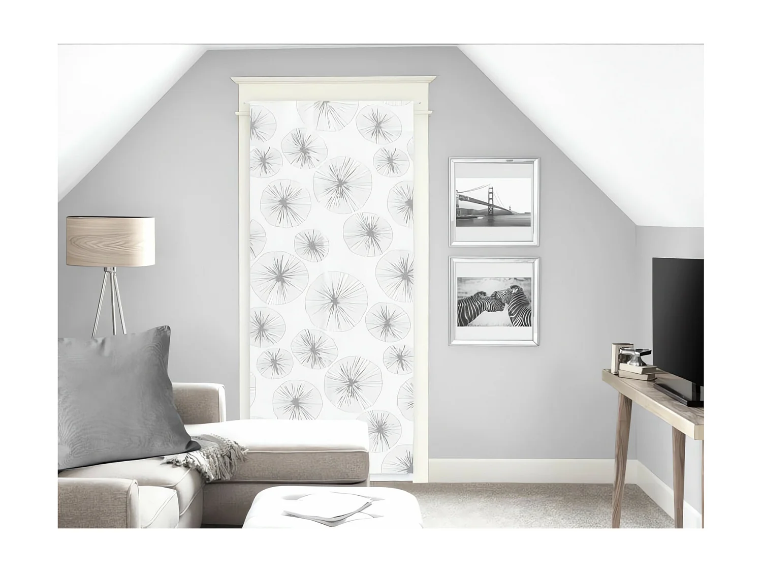 Voile pour porte fenêtre 70x200 cm LIONEL blanc, par Soleil d'Ocre