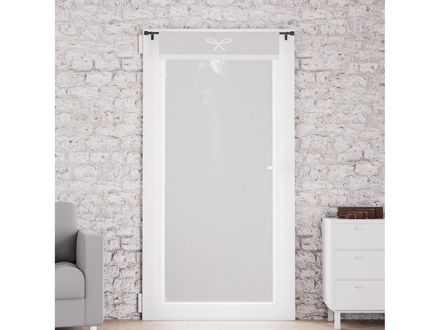 Voilage porte-fenêtre coton 70x200 cm EMILIE gris, par Soleil d'ocre