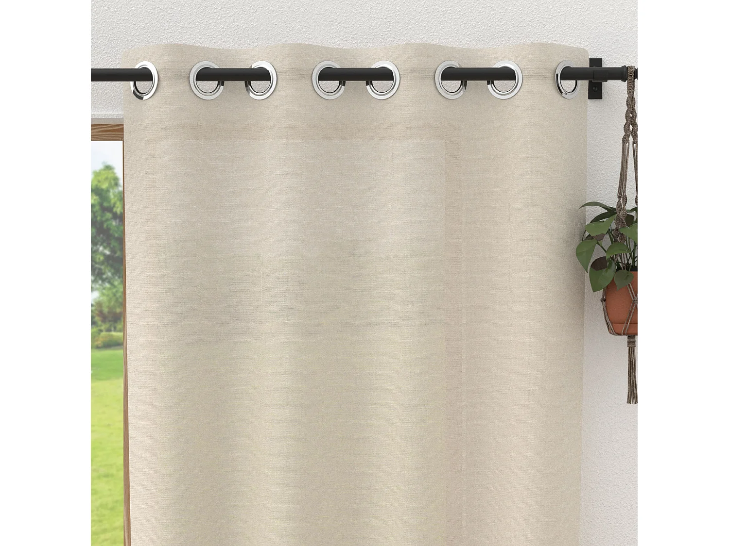 Voile lin à oeillets 135x250 cm LINEN naturel, par Soleil d'Ocre