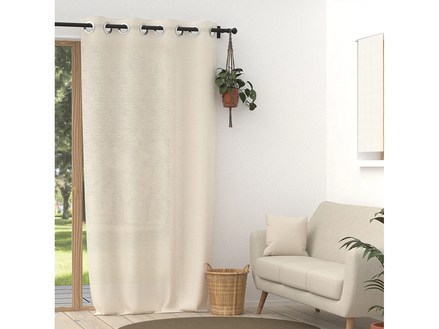 Voile lin à oeillets 135x250 cm LINEN naturel, par Soleil d'Ocre