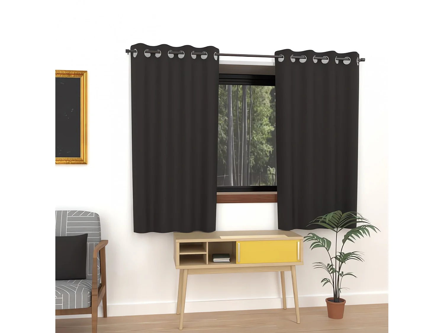 Cortina lisa con ojales antiarrugas 135x180 cm ALIX negro