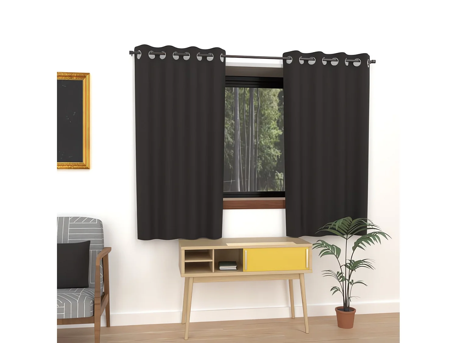 Cortina lisa con ojales antiarrugas 135x180 cm ALIX negro