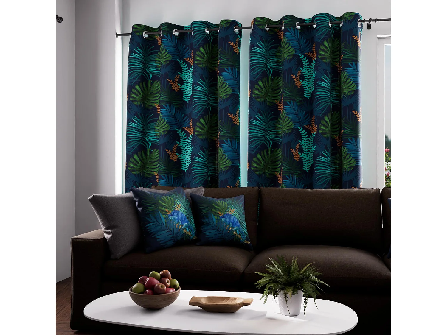 Cortina con ojales 135x250 cm AMAZONIE blue