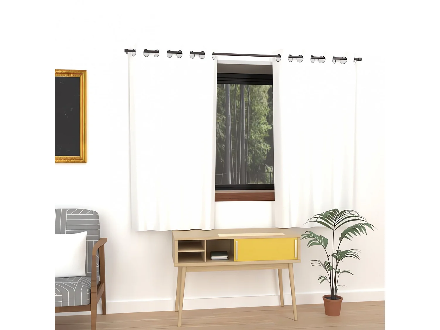 Rideau uni à oeillets infroissable 135x180 cm ALIX blanc, par Soleil d'ocre