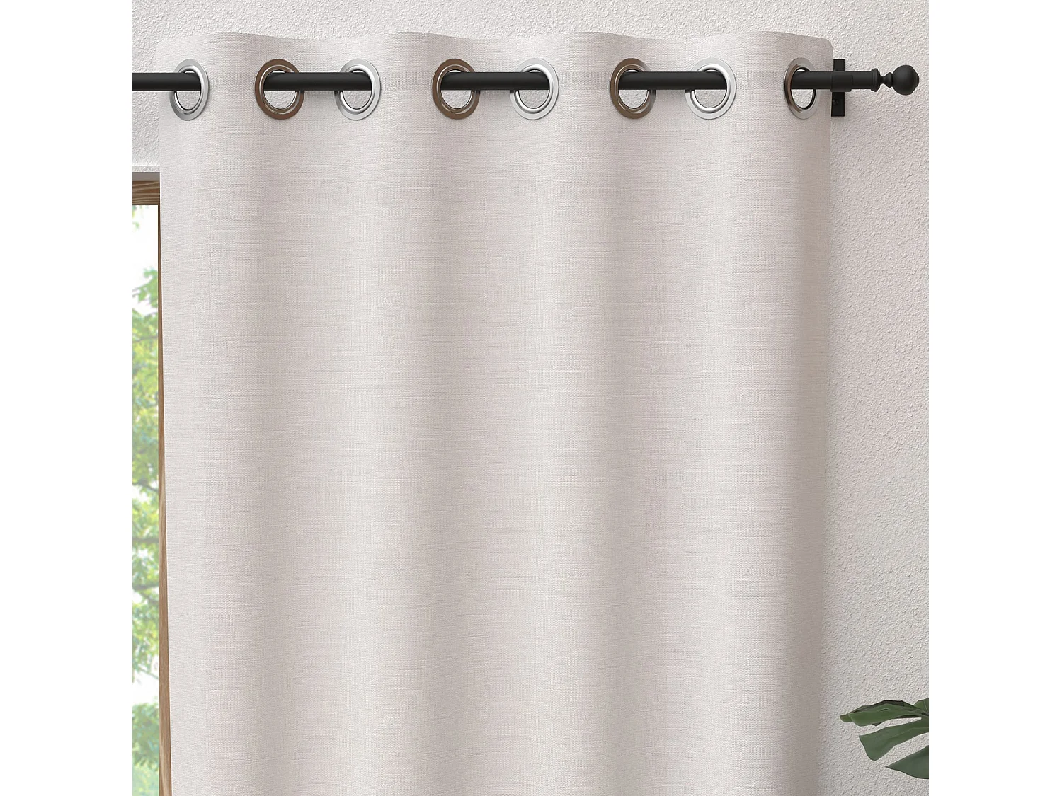 Rideau à oeillets pur coton 135x250 cm PANAMA blanc, par Soleil d'Ocre