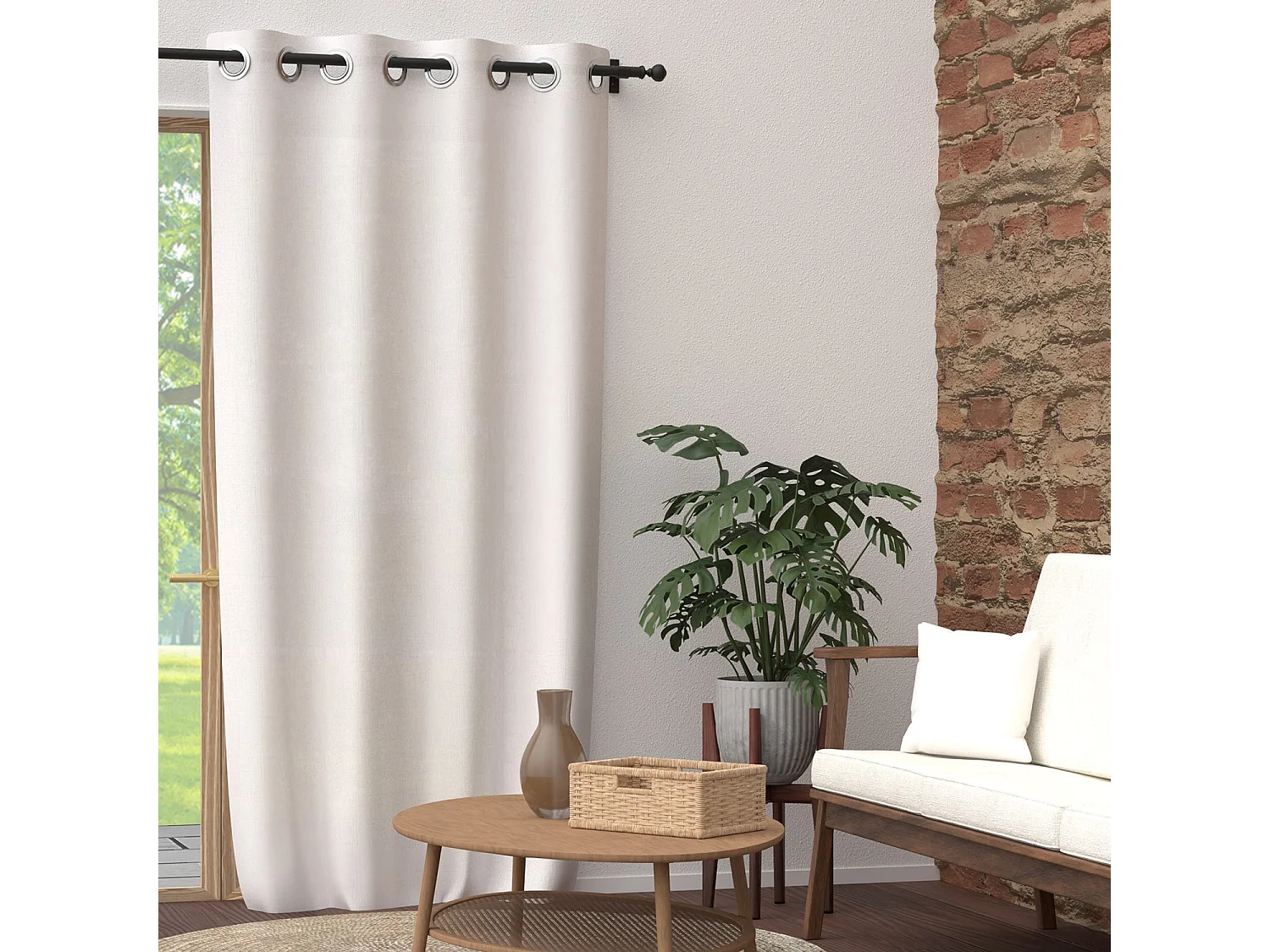 Rideau à oeillets pur coton 135x250 cm PANAMA blanc, par Soleil d'Ocre