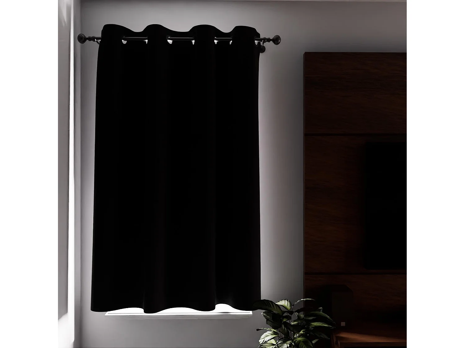 Rideau à oeillets Isolant et 100% Occultant 135x180 cm ECLIPSE noir, par Soleil d'ocre