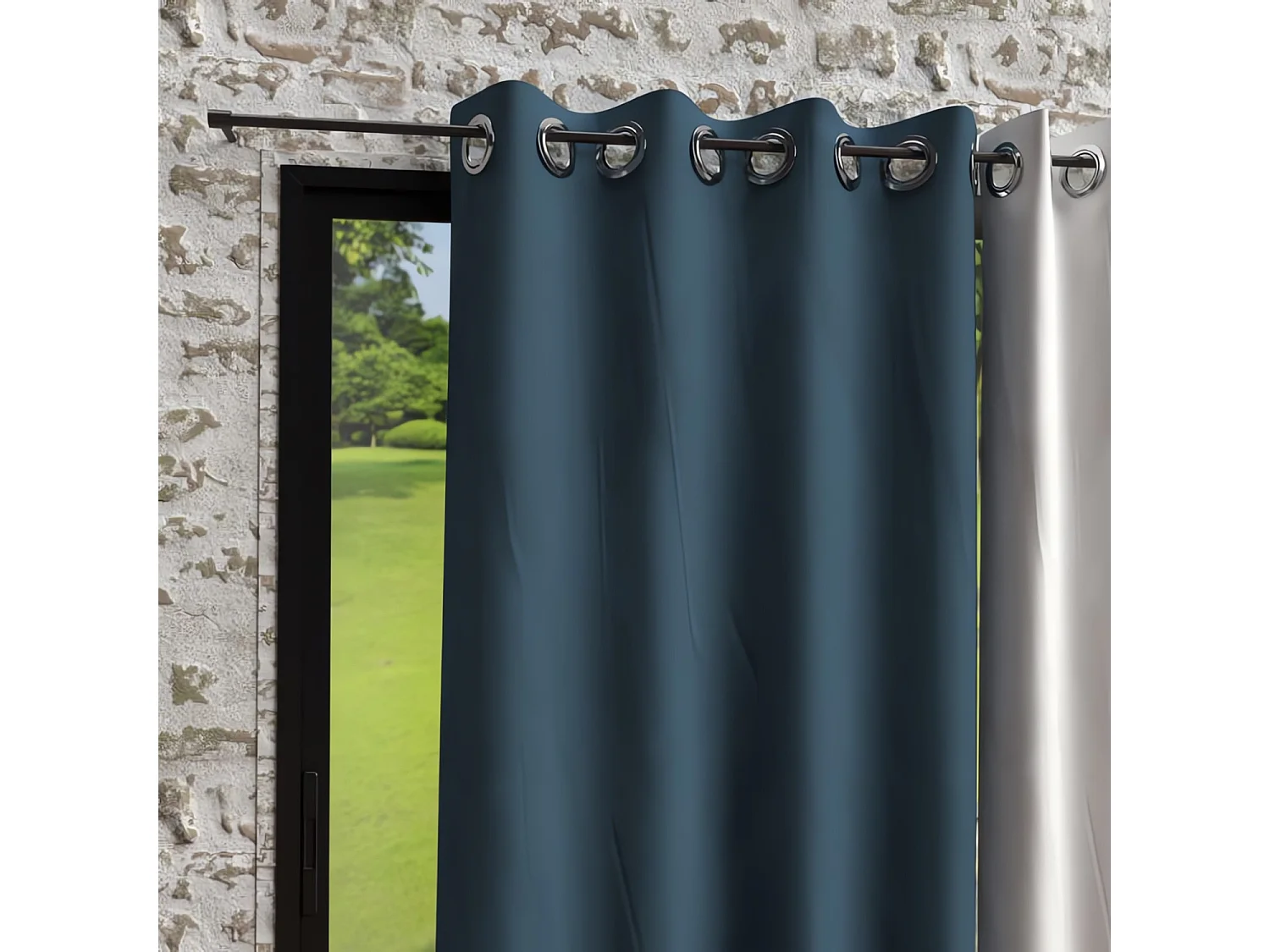 Cortina con ojales de microfibra lavados 135x250 cm BOHEME azul