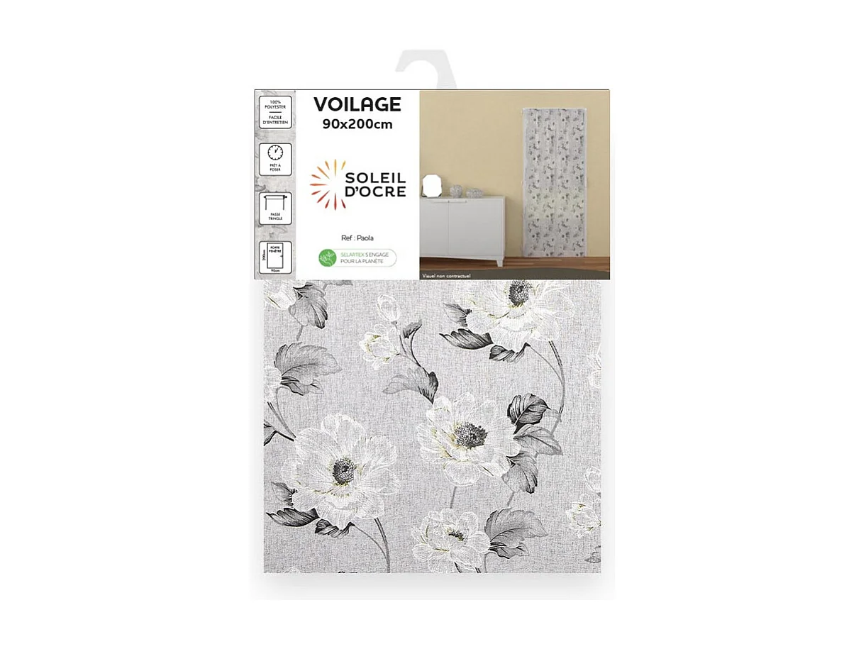 Visillo para puerta ventana 90x200 cm PAOLA, por Soleil d'Ocre