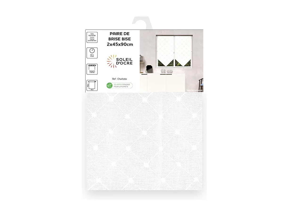 Par de visillos 45x90 cm PAULINE, por Soleil d'Ocre