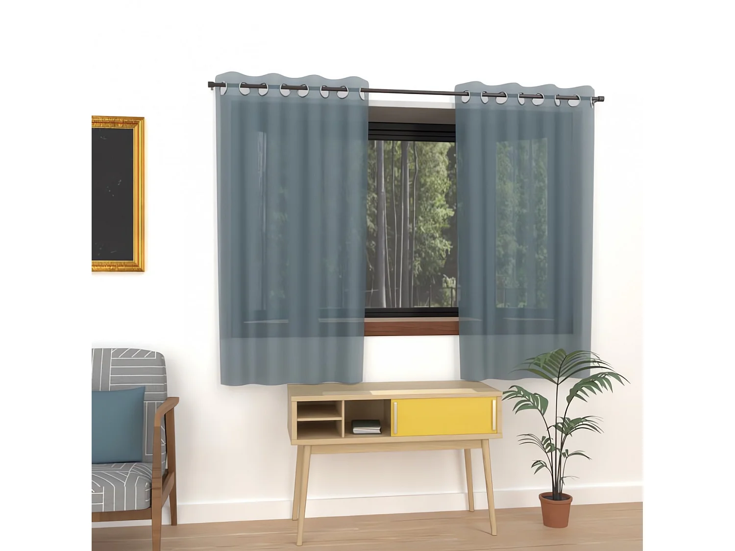 Visillo con ojales 135x180 cm CELADÓN azul ALIX