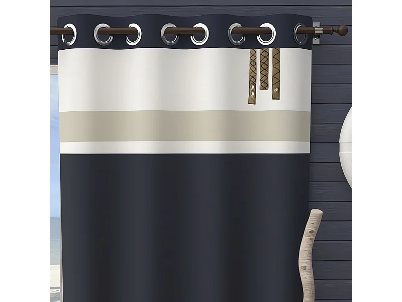 Rideau à oeillets en coton 135x250 cm ESPRIT MARIN, par Soleil d'Ocre