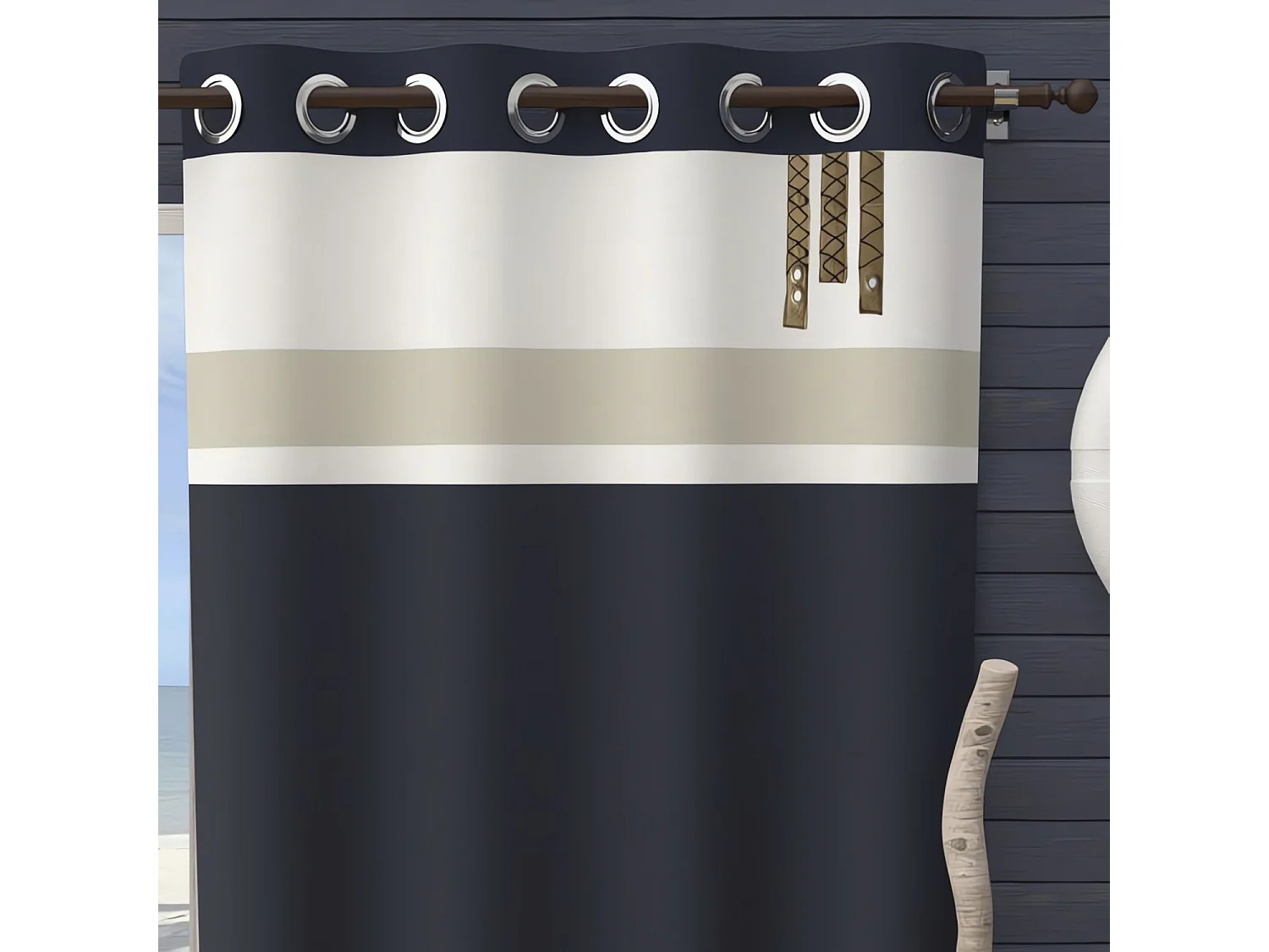 Rideau à oeillets en coton 135x250 cm ESPRIT MARIN, par Soleil d'Ocre