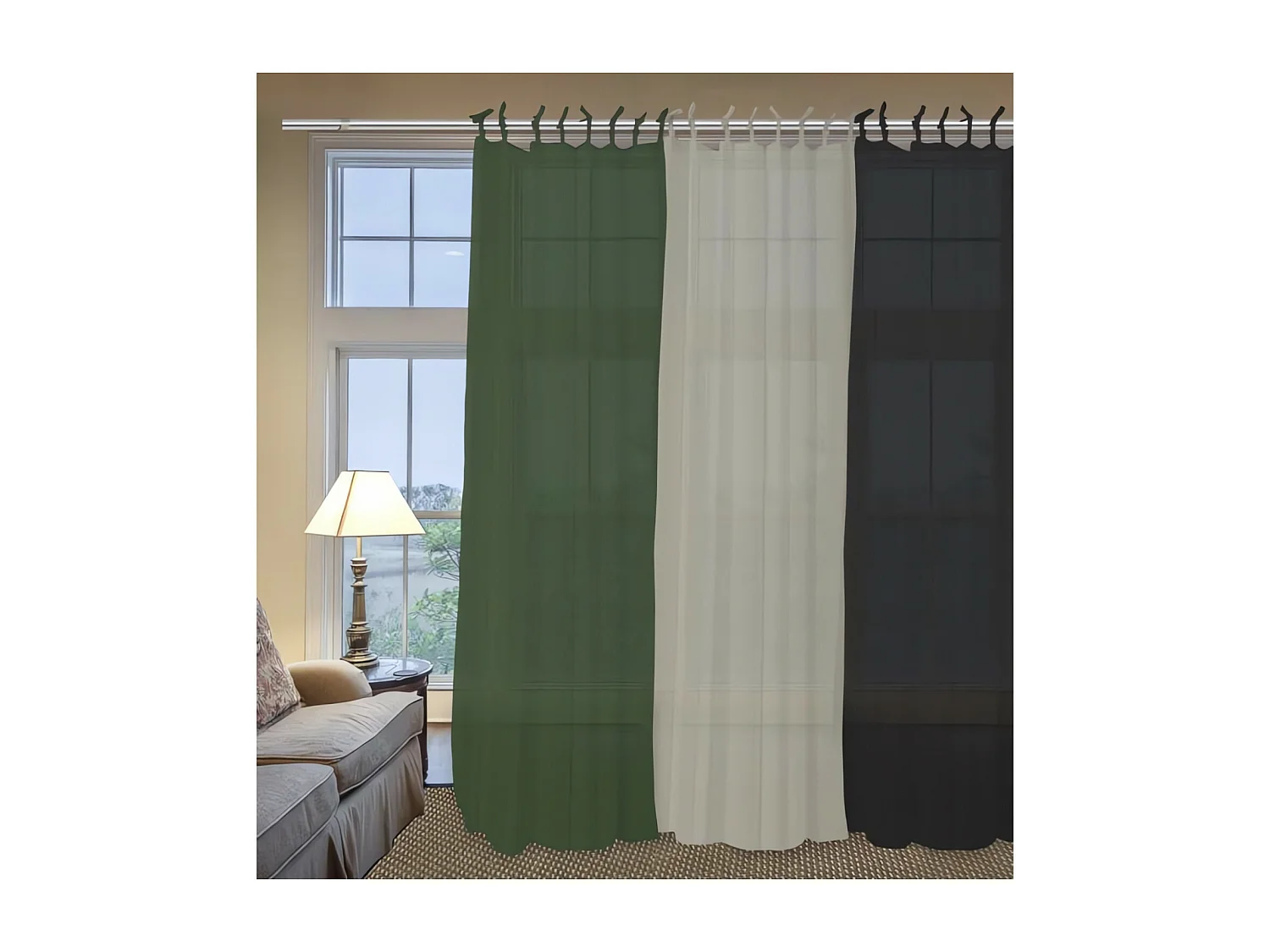 Visillo con nudos de algodón 135x250 cm PANAMA green