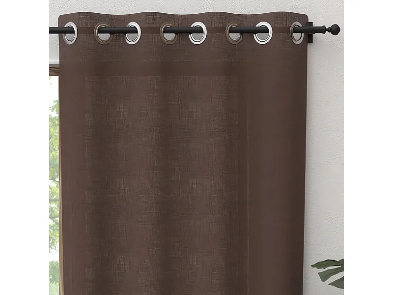 Cortina con ojales de algodón puro 135x250 cm PANAMA marrón, de Soleil d'Ocre