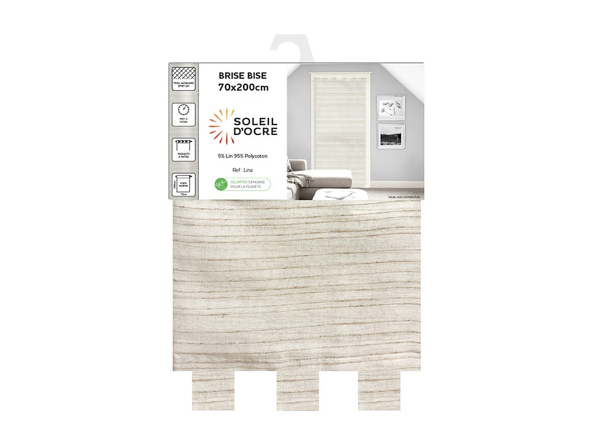 Voile pour porte fenêtre 70x200 cm LINA, par Soleil d'Ocre