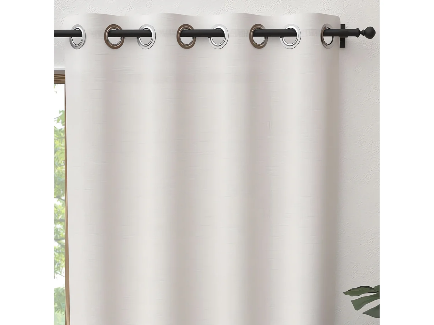 Rideau à oeillets pur coton 135x300 cm PANAMA blanc, par Soleil d'Ocre