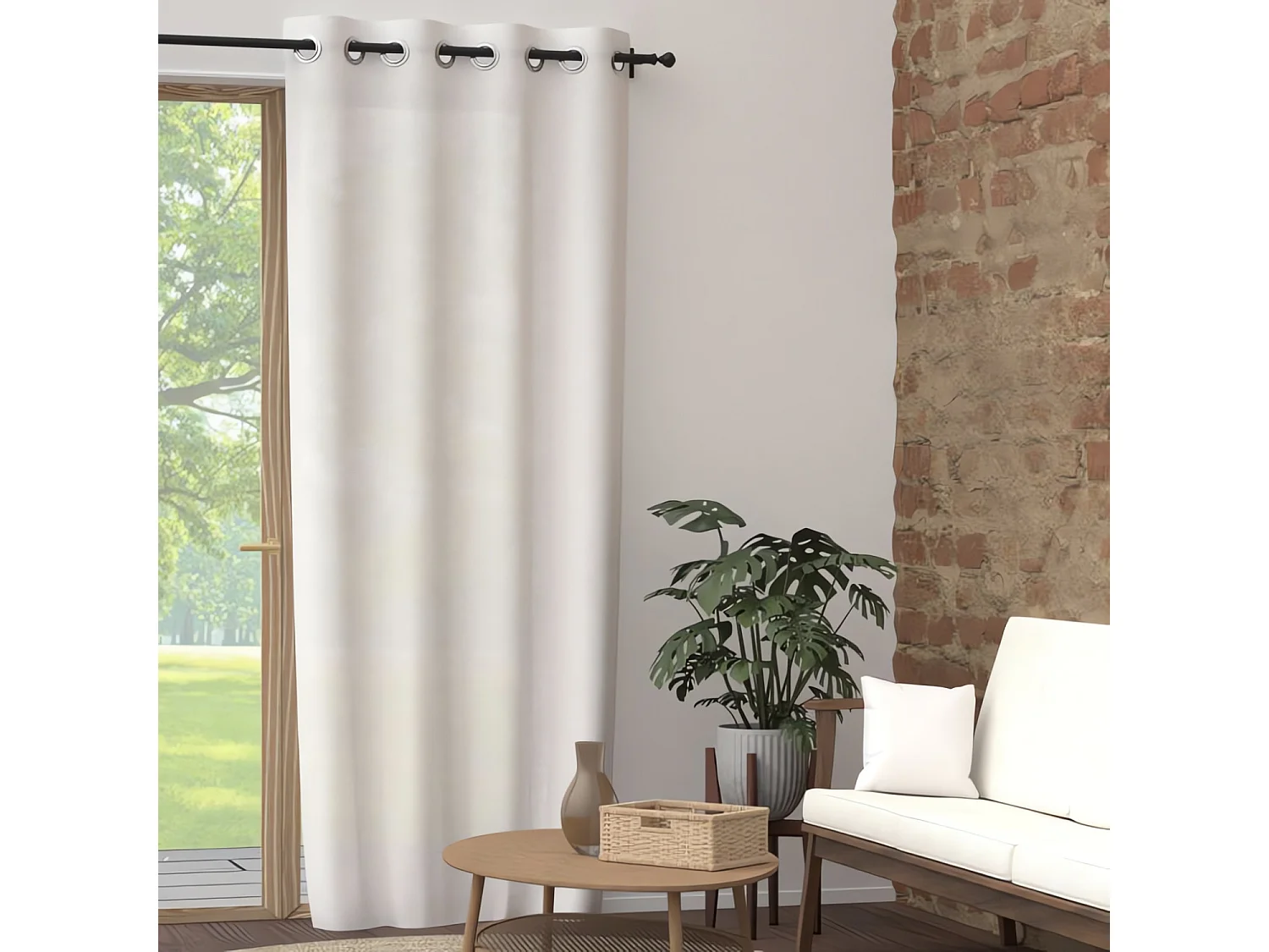 Rideau à oeillets pur coton 135x300 cm PANAMA blanc, par Soleil d'Ocre