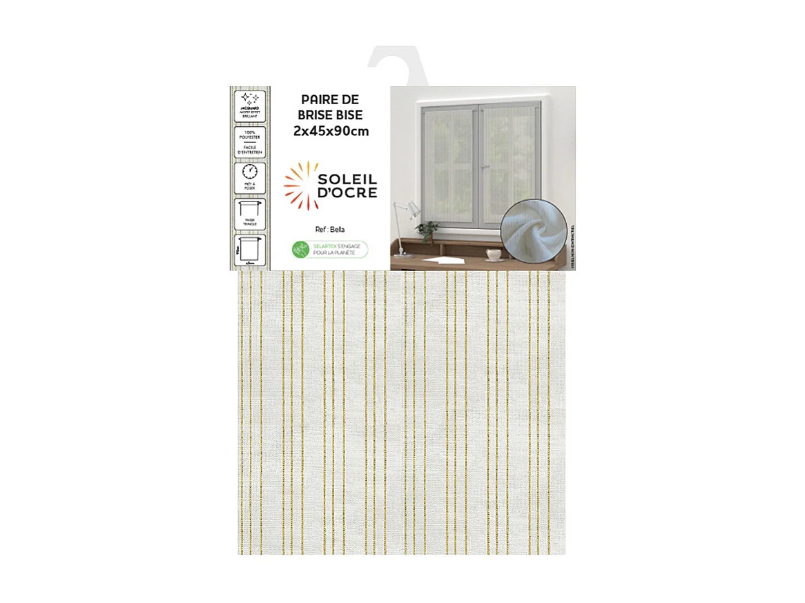 Paire de brise bise 45x90 cm BELLA or, par Soleil d'ocre