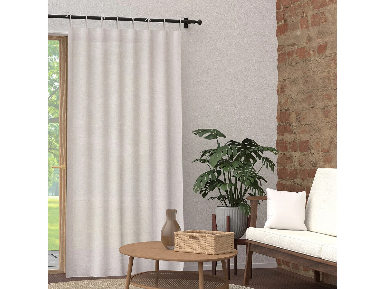 Visillo anudado de algodón 135x250 cm PANAMA blanco, por Soleil d'Ocre