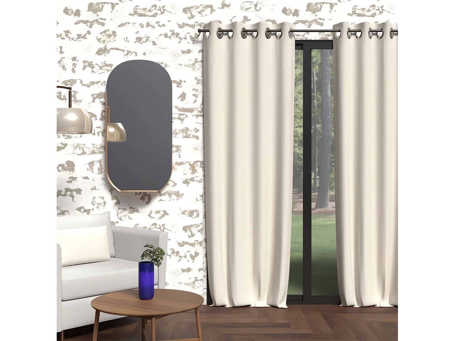 Rideau à oeillets isolant 135x250 cm BOHEME lin, par Soleil d'Ocre