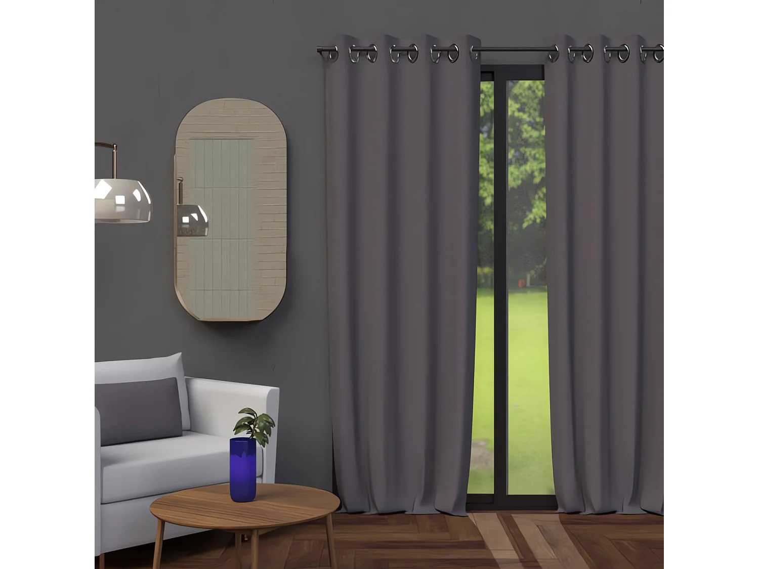 Cortina con ojales 135X250 cm BLACKOUT antracita