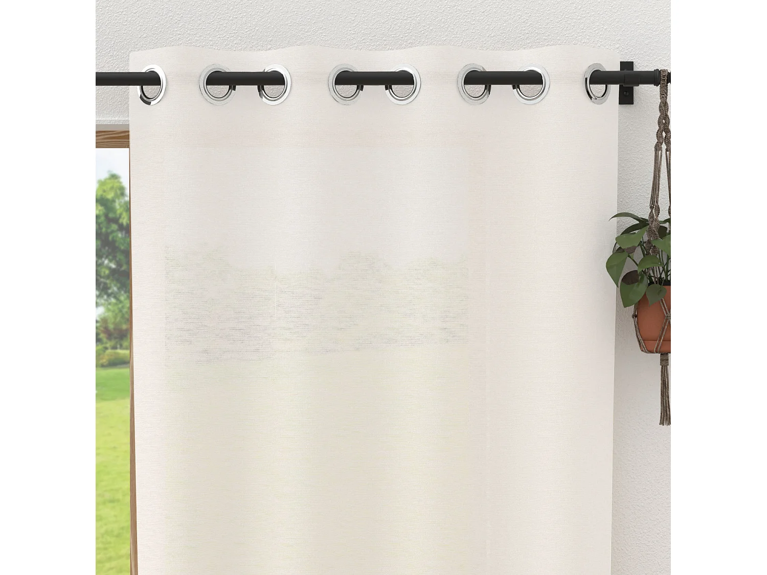 Visillo de lino con ojales 280x250 cm LINO blanco