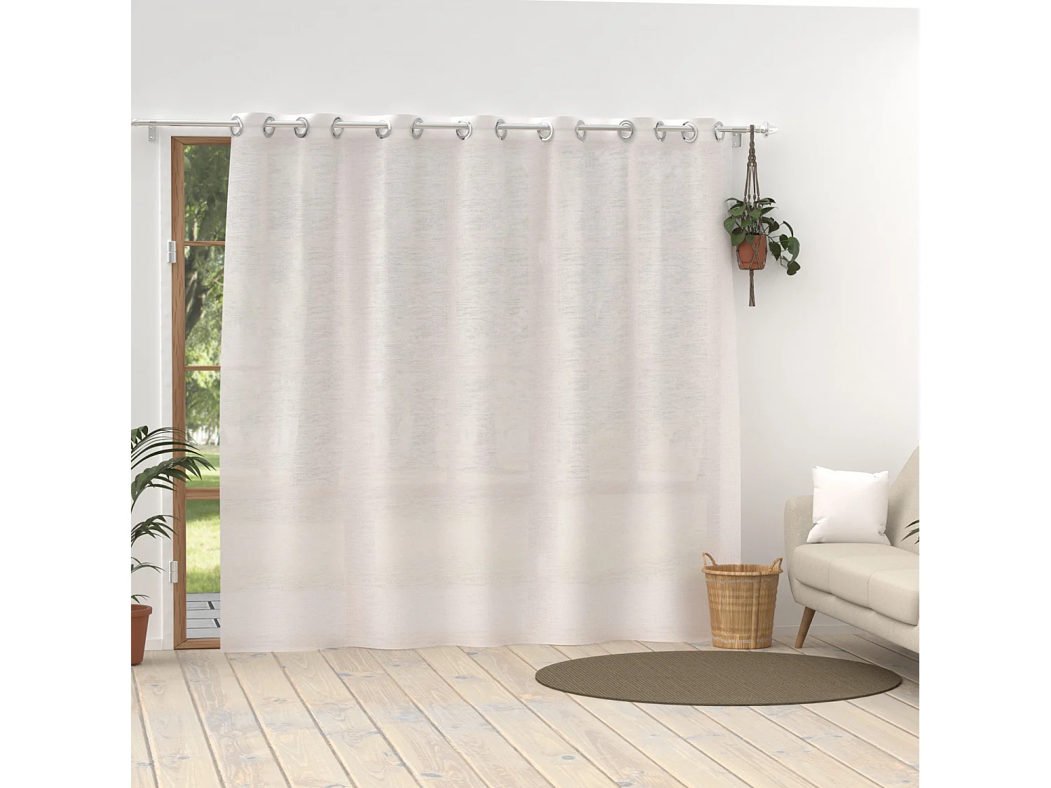 Visillo de lino con ojales 280x250 cm LINO blanco