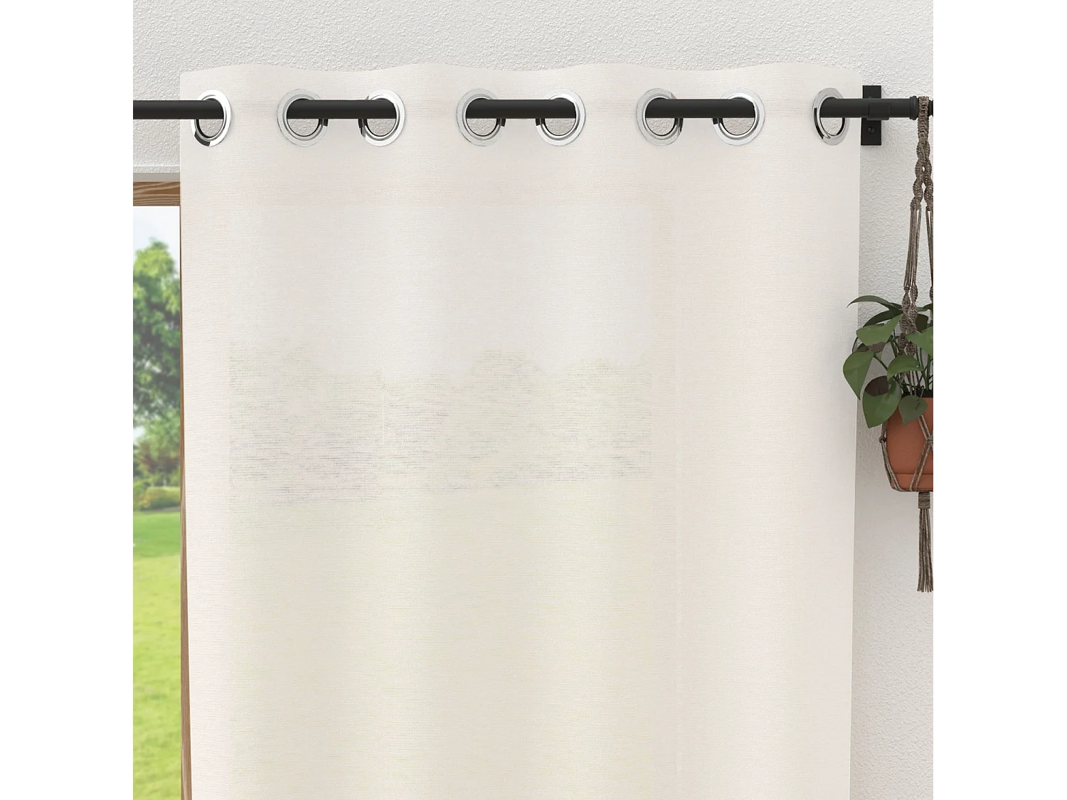 Visillo de lino con ojales 280x250 cm LINO blanco