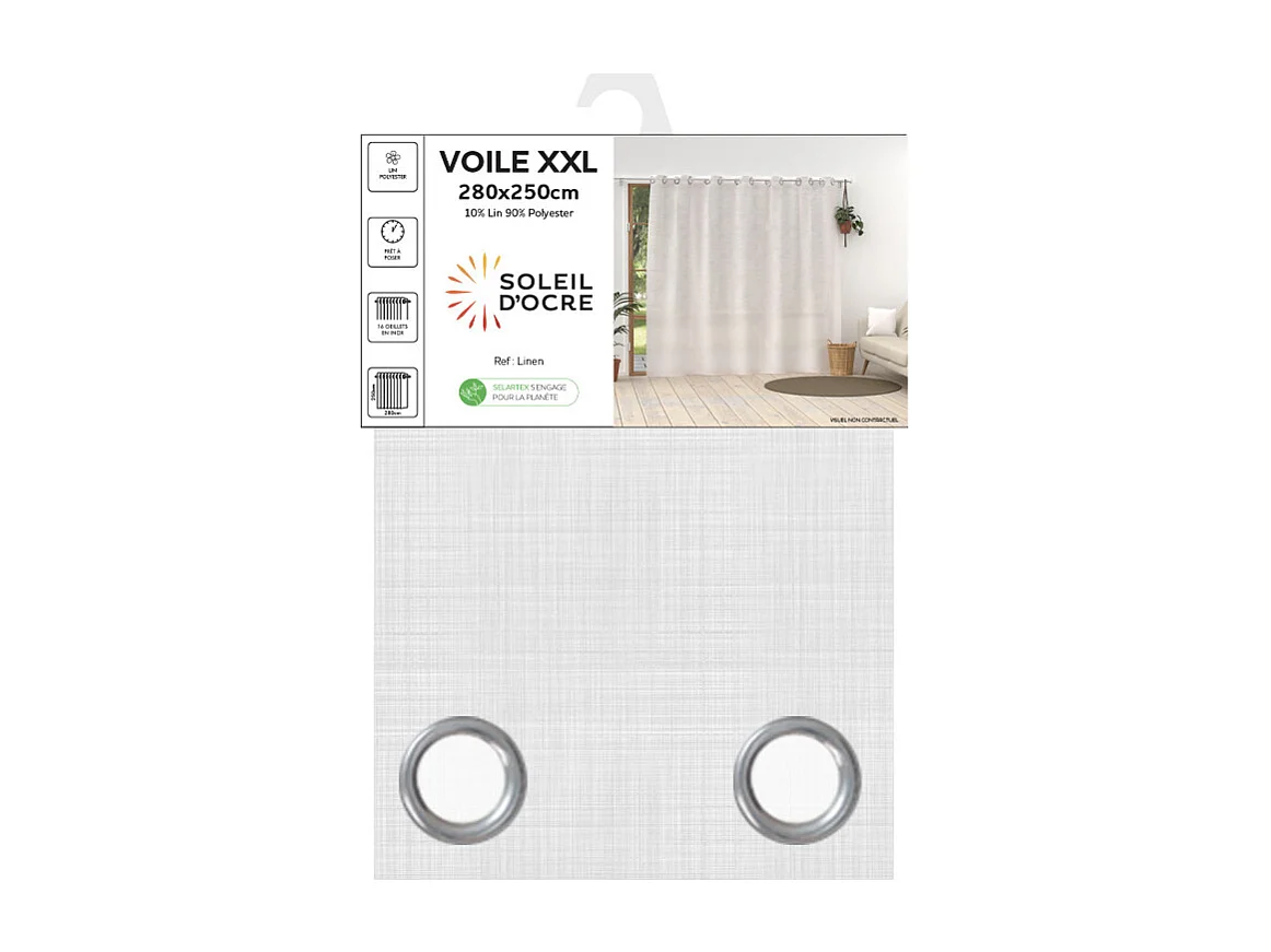 Visillo de lino con ojales 280x250 cm LINO blanco