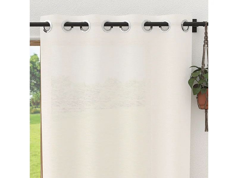 Visillo de lino con ojales 280x250 cm LINO blanco