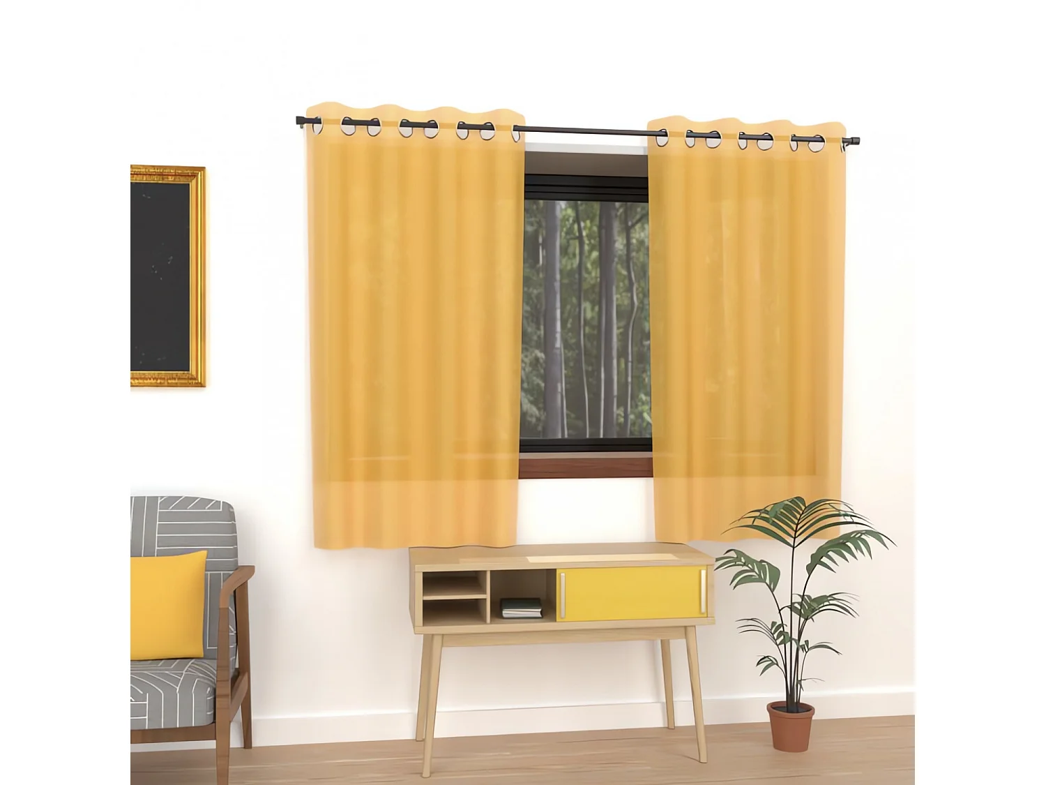 Voilage à oeilets 135x180 cm ALIX jaune radieux, par Soleil d'ocre