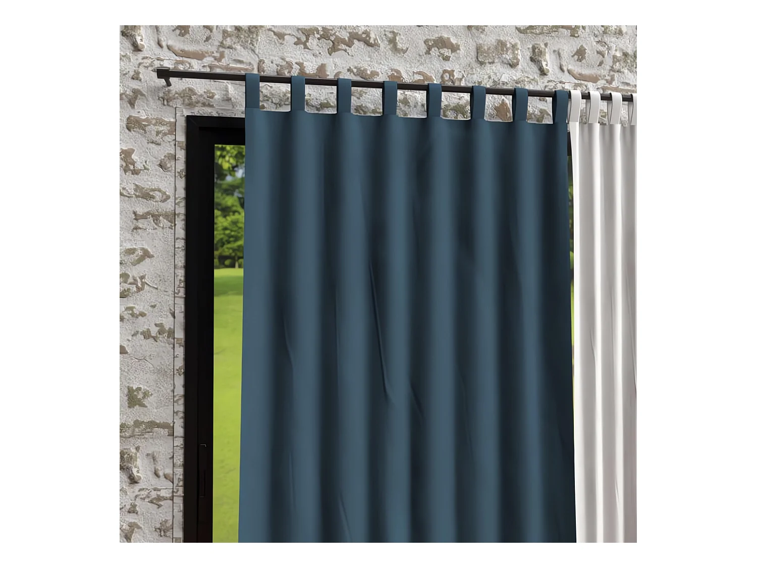 Cortina con patas de microfibra lavada 135x250 BOHEME pato azul