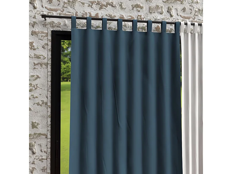 Rideau à pattes en microfibre lavée 135x250 BOHEME bleu canard, par Soleil d'Ocre