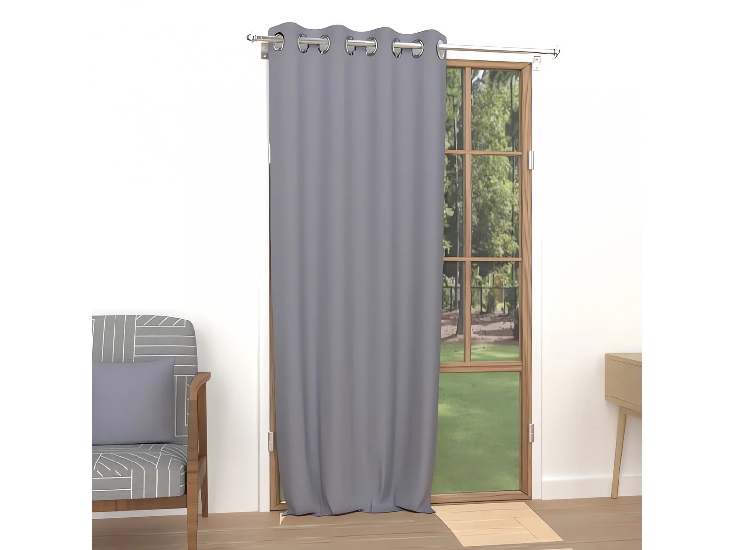 Cortina lisa con ojales antiarrugas 135x250 cm ALIX gris