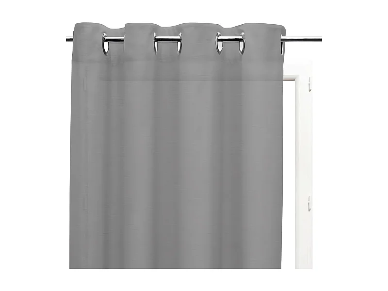 Voile à oeillets en coton 135x250 cm PANAMA gris, par Soleil d'Ocre