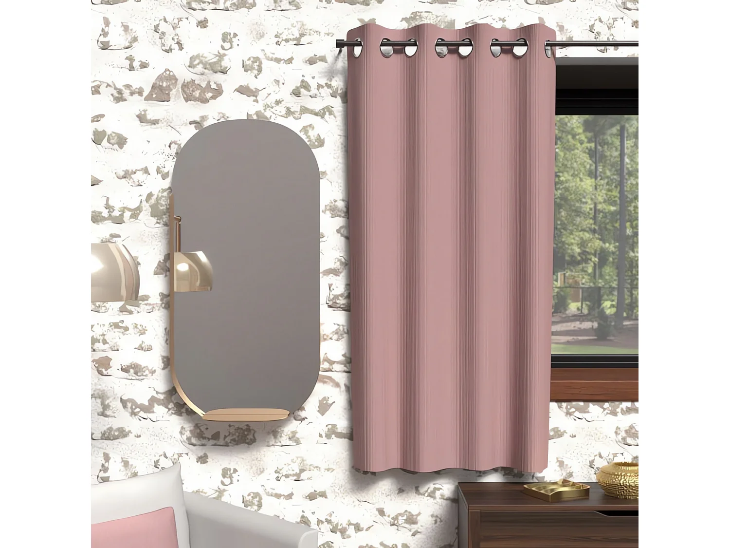 Cortina con ojales aislante 135x180 cm BOHEME rosa empolvado, de Soleil d'Ocre