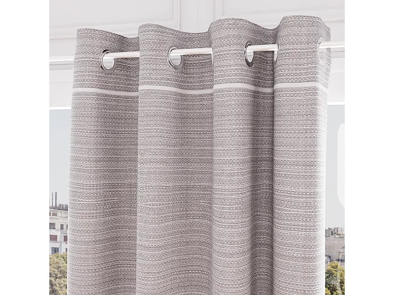 Cortina con ojales de algodón reciclado 135x250 cm PIERRE gris, de Soleil d'Ocre