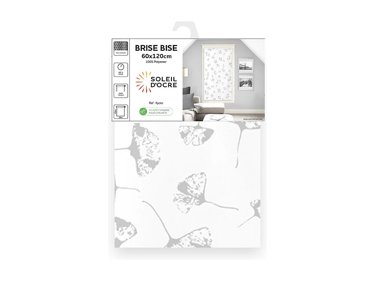 Visillo para ventana 60x120 cm KYOTO, por Soleil d'Ocre